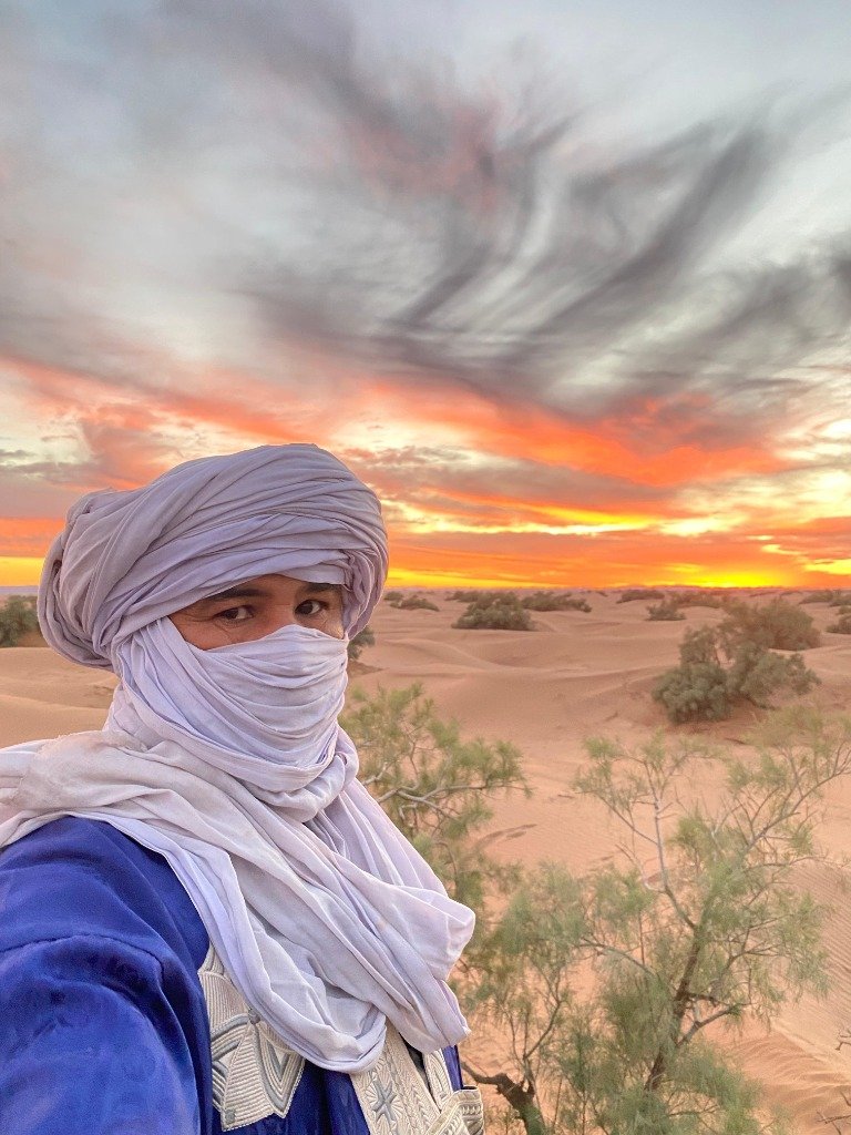 Authentic Tuareg Guide Sunset Portrait